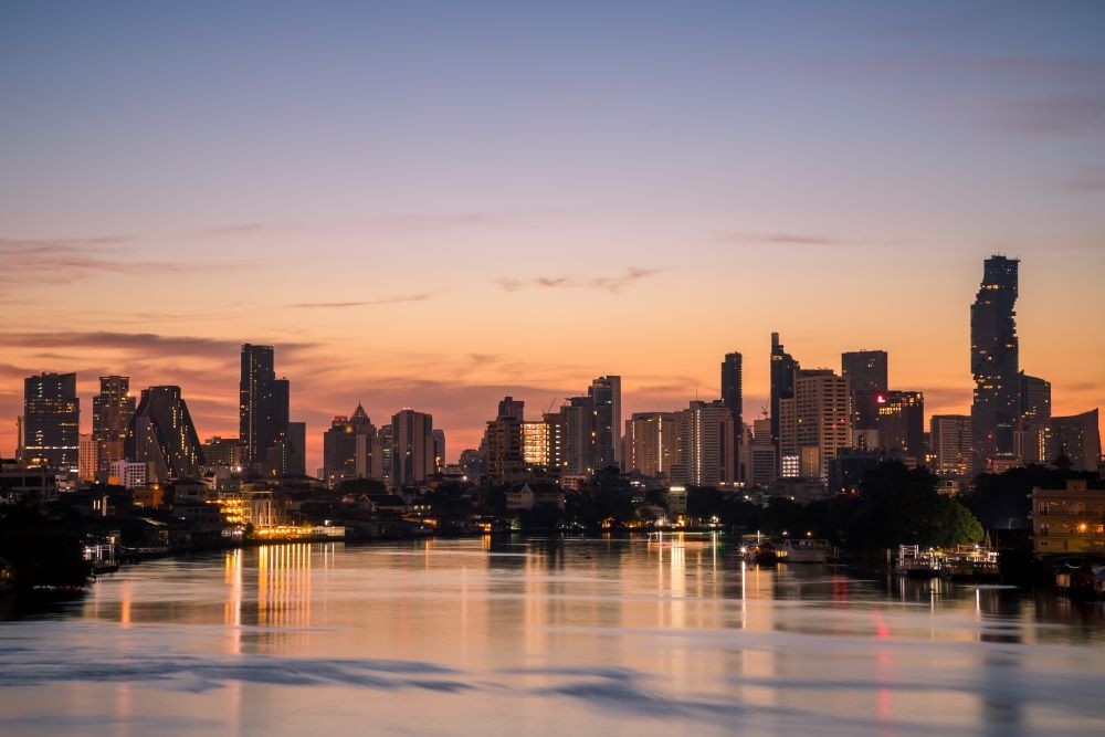 Aerial view of Bangkok’s cityscape. There are important factors when buying property in Thailand.